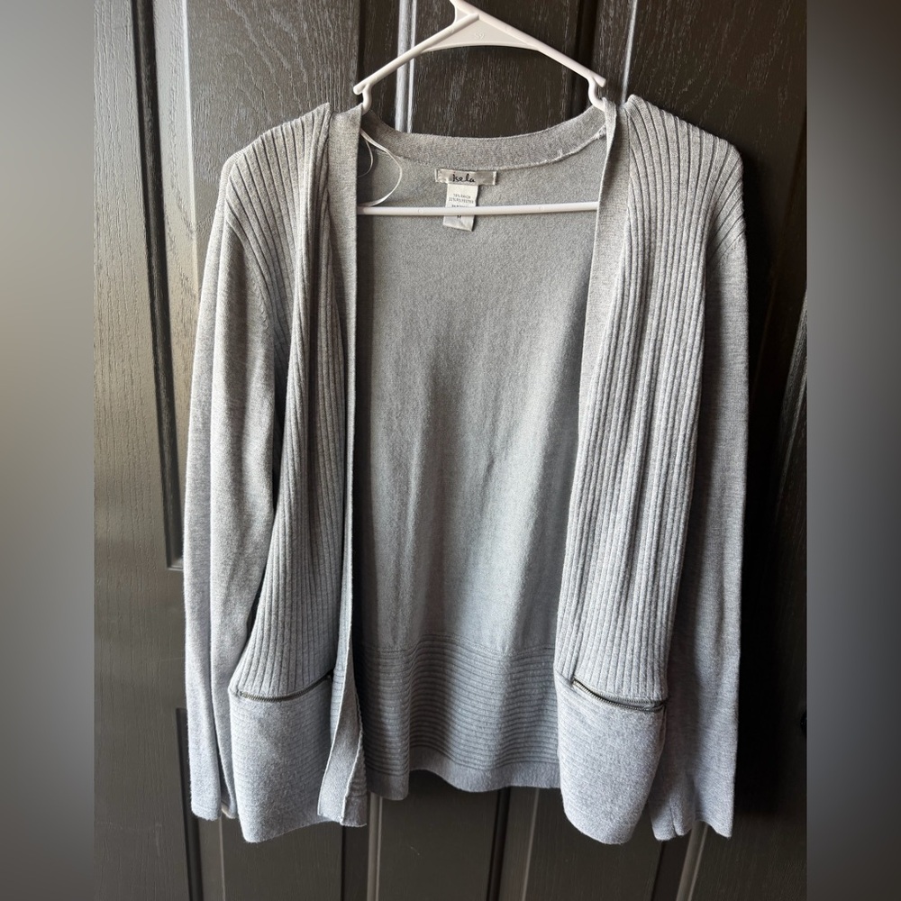 Gray Open-Front Sweater